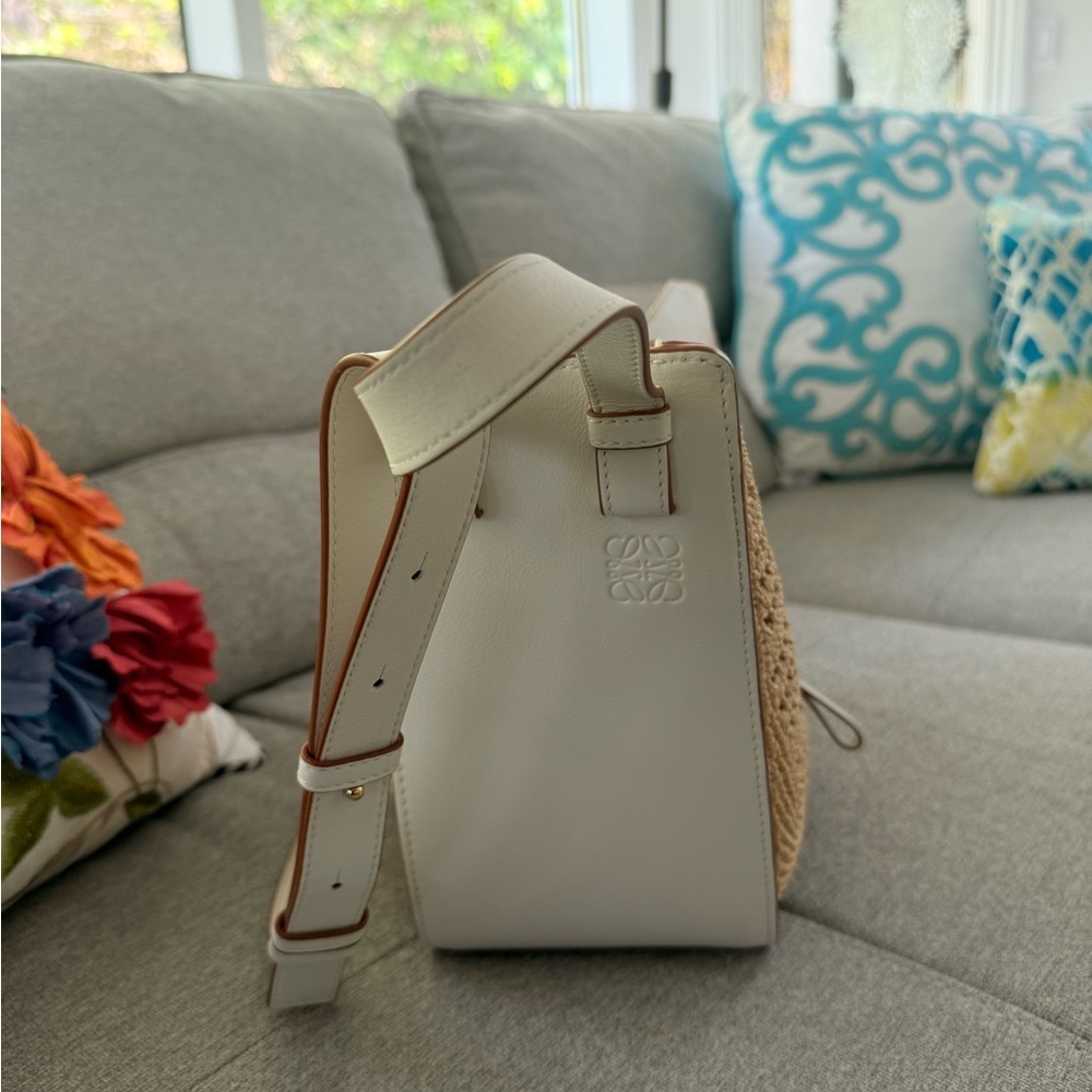 Loewe Hammock Bag, Raffia and White Leather - Picture 4 of 17
